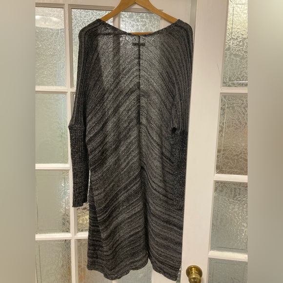 Oak and Fort Charcoal Striped Long Cardigan - One Size - Picture 6 of 6